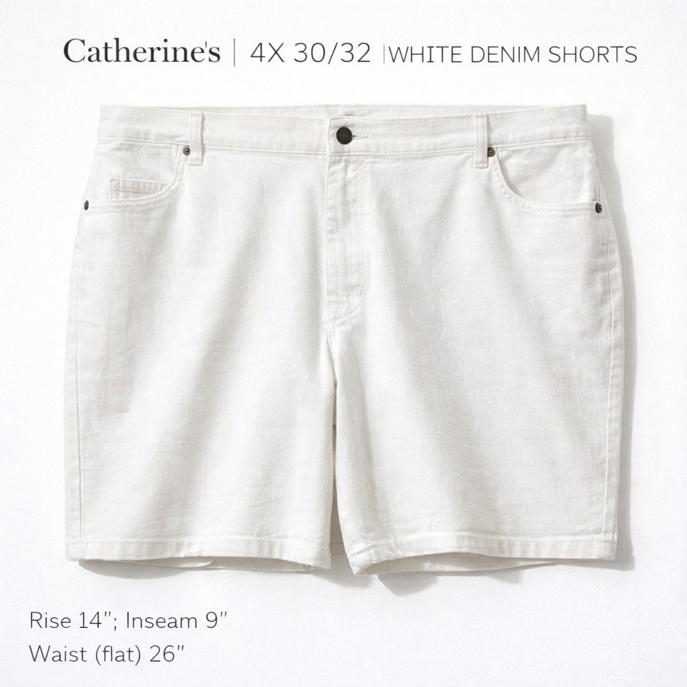 Catherine’s 4X 30/32 White Denim Bermuda Shorts NWT Stretch